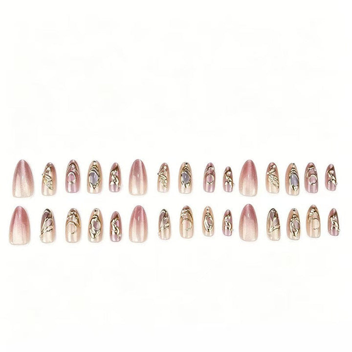 Artistic Press-On Nail Set with Gold Accents Kalsten