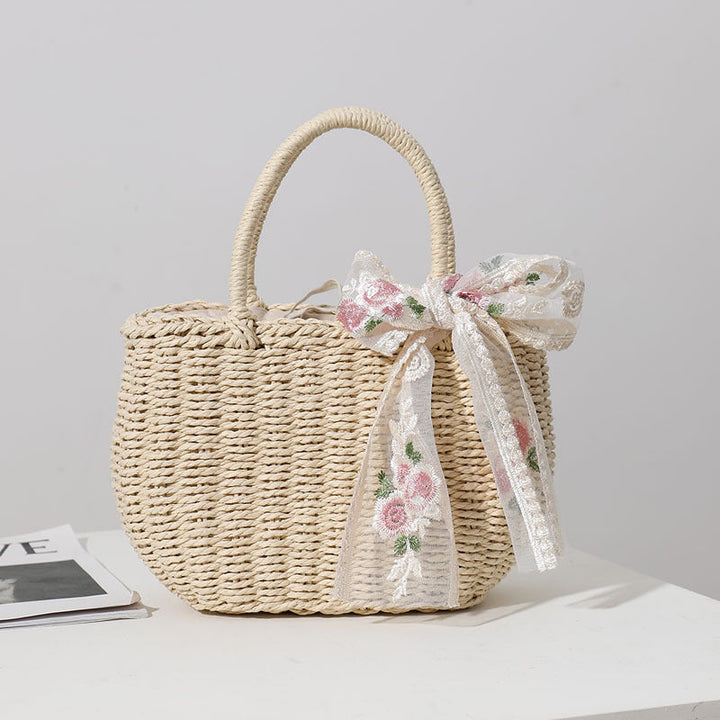 Elegant Bast bag with Floral Bow Detail Kalsten