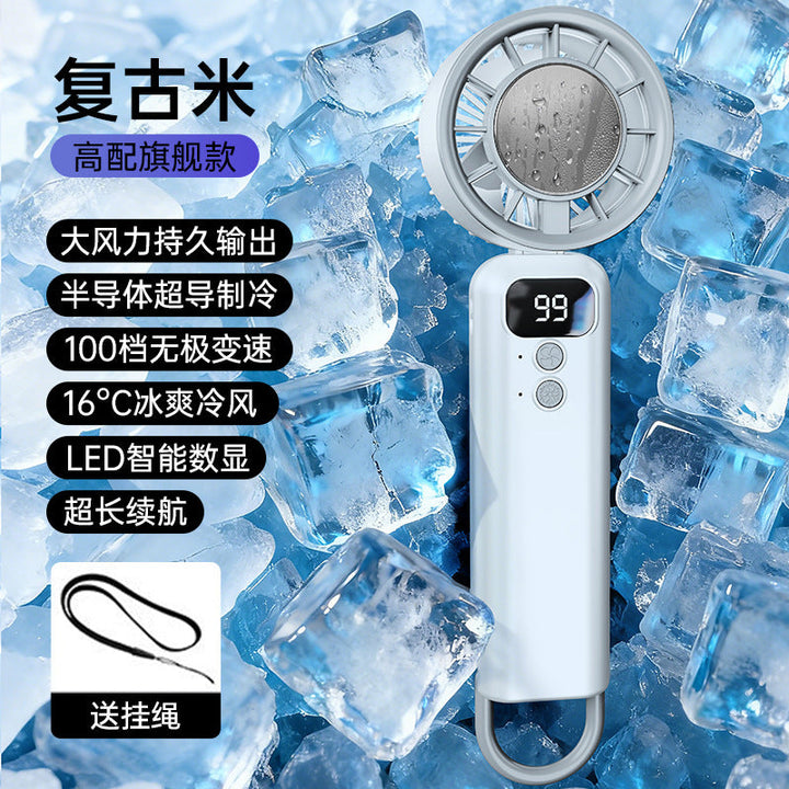 Unisex portable hand cooling fan with Peltier cooling module, stepless speed control and LED digital display Kalsten
