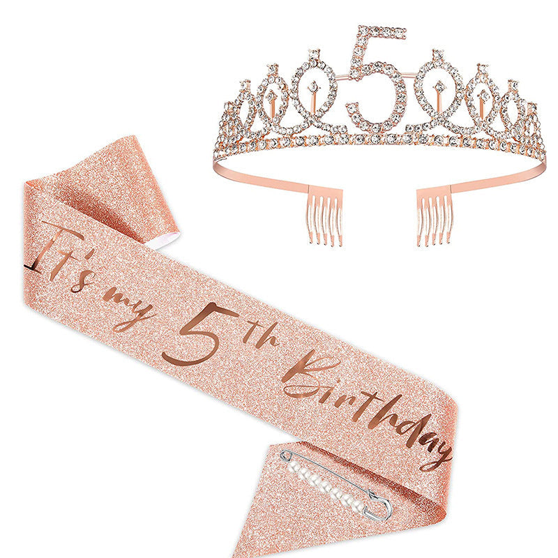 Ladies Sparkling Tiara with personalized 80th Birthday Inscription Kalsten