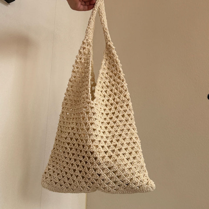 Hand-knotted net tote bag with comfortable double handles Kalsten