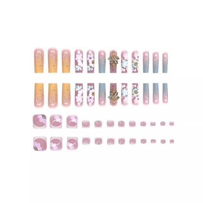 Floral 3D Press-On Nail and Toe Set Acalora