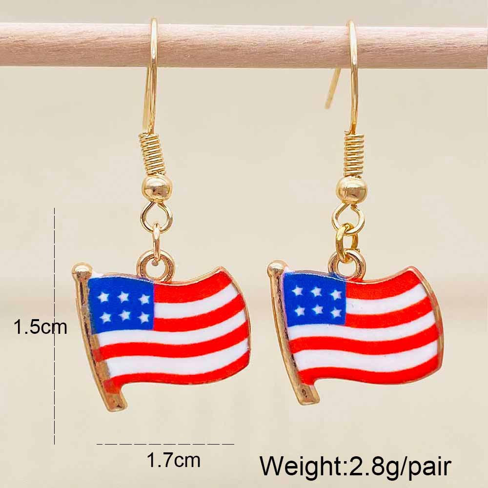 Women's Independence Day patriotic enamel flag dangle earrings with hypoallergenic fishhook wires Kalsten