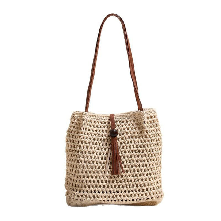 Hand-knotted basket bag with elegant leather handles Kalsten