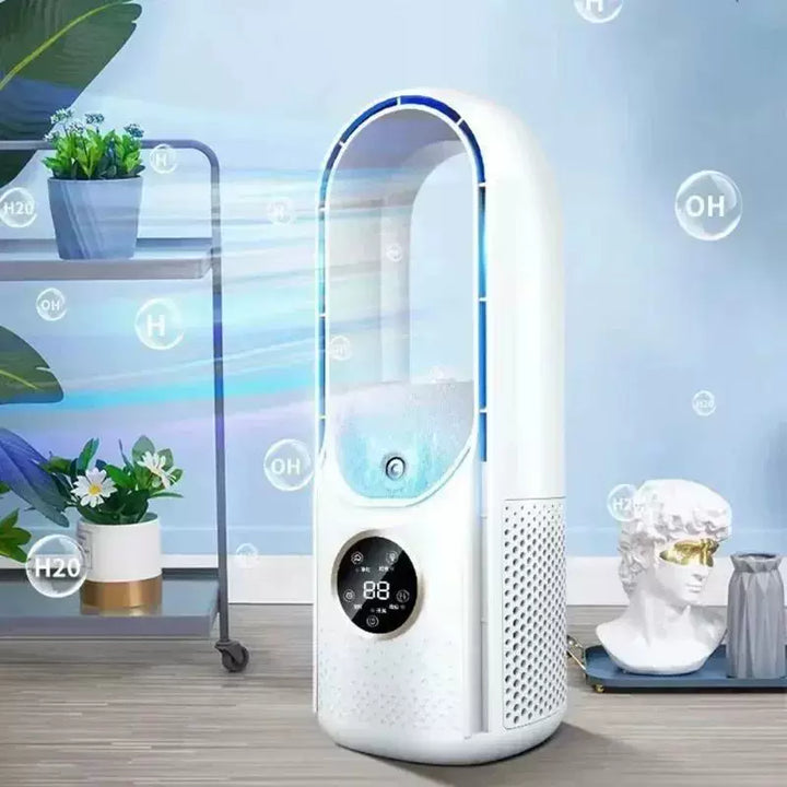 Unisex one-size bladeless evaporative tower fan and humidifier with touch LED display and brushless motor Kalsten