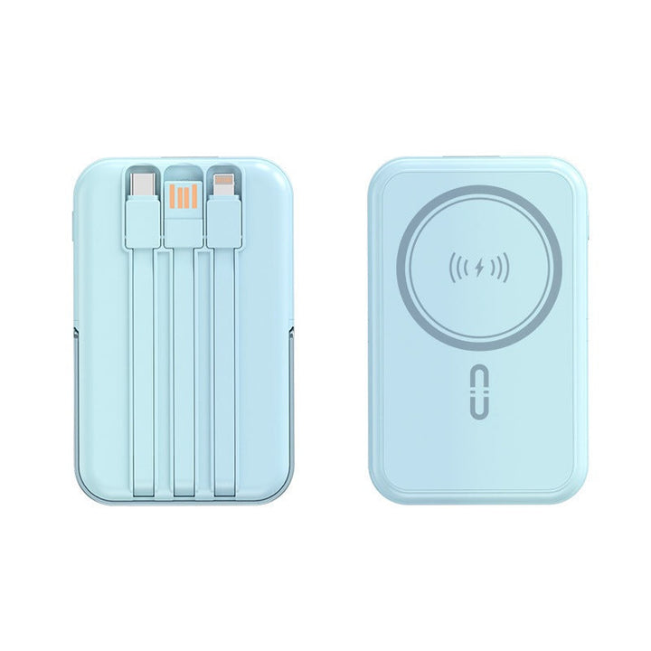 Portable power bank with integrated charging cable and wireless charging function Kalsten