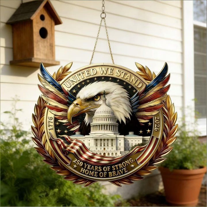 Independence Day layered satin ribbon floral door wreath with jute hanger Kalsten