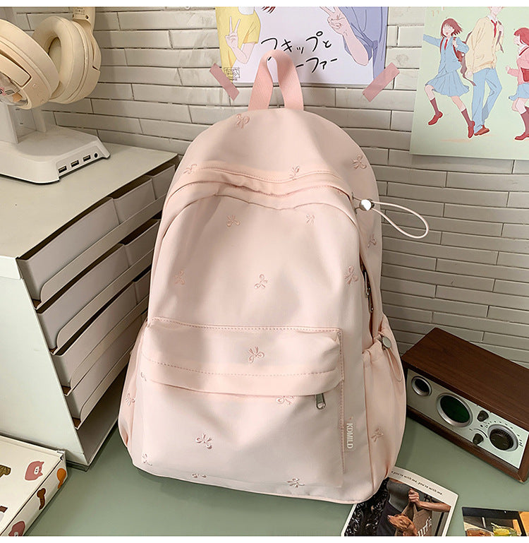Embroidered Floral Pattern School Backpack