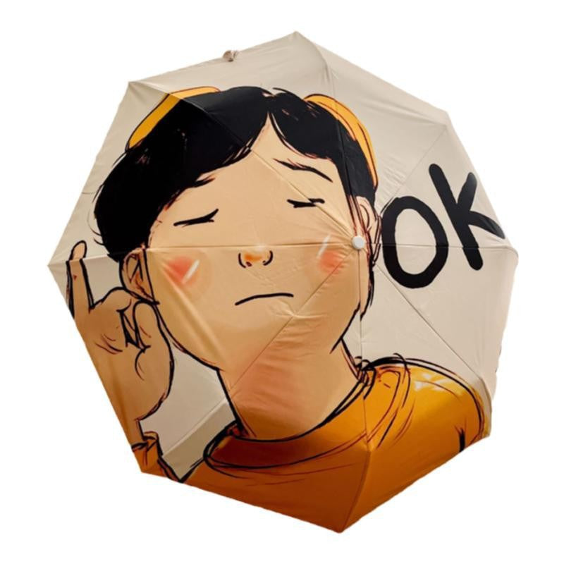 Women's Folding Umbrella with Creative Design and Practical Carrying Bag Kalsten