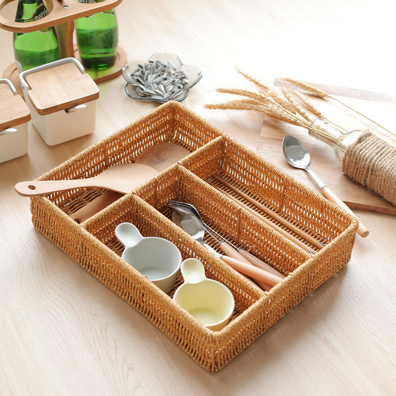 Unisex Handwoven Storage Basket with Multiple Compartments Kalsten