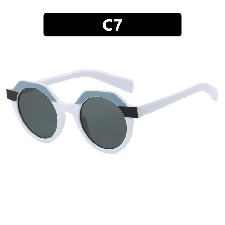 Ladies extravagant round sunglasses with colored accented frame Kalsten