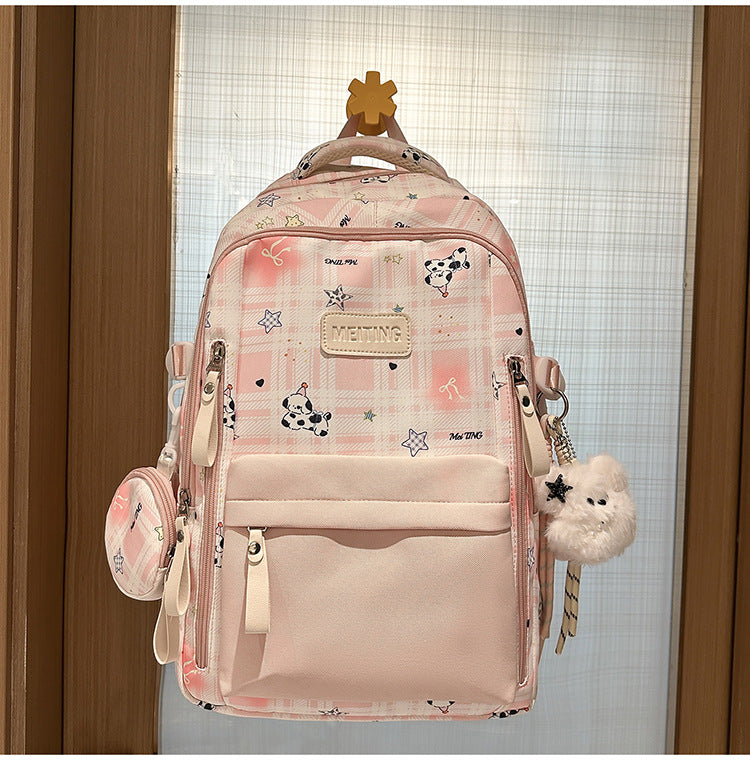 Multi-Functional Plaid School Backpack