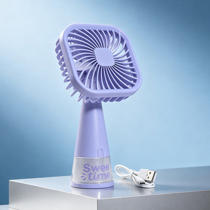 Ladies Portable Hand Fan with USB Charging Function and Flexible Tilt Mechanism Kalsten