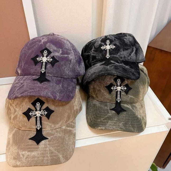 Men's Velvet Embroidered Cross Baseball Cap Kalsten