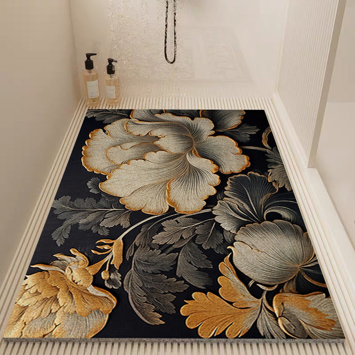 Elegant Floral Pattern Bath Mat Kalsten