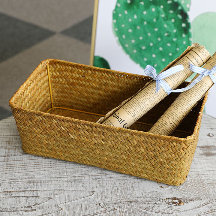 Unisex Rectangular Storage Basket made of Natural Wicker Kalsten