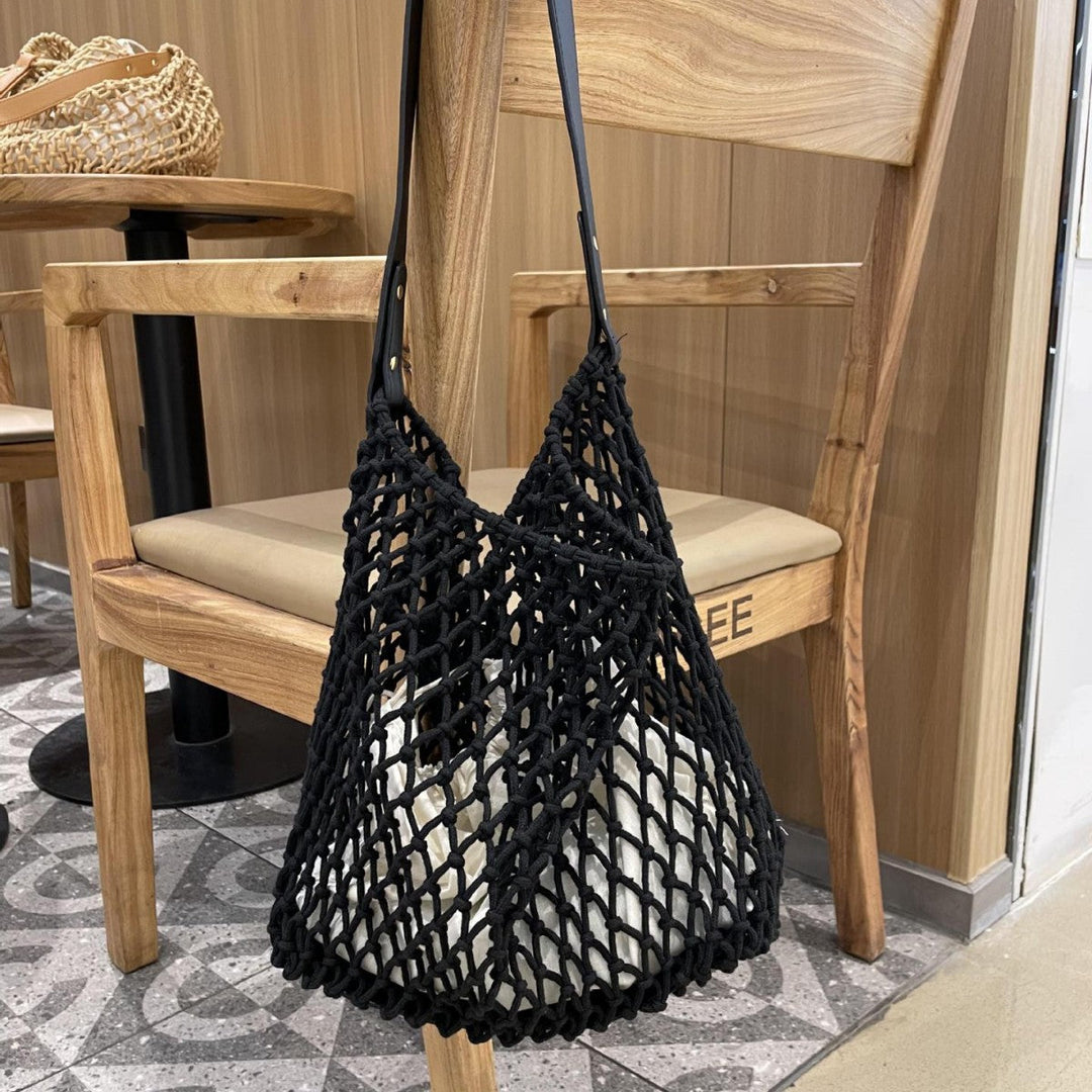 Elegant mesh bag with leather handles Kalsten