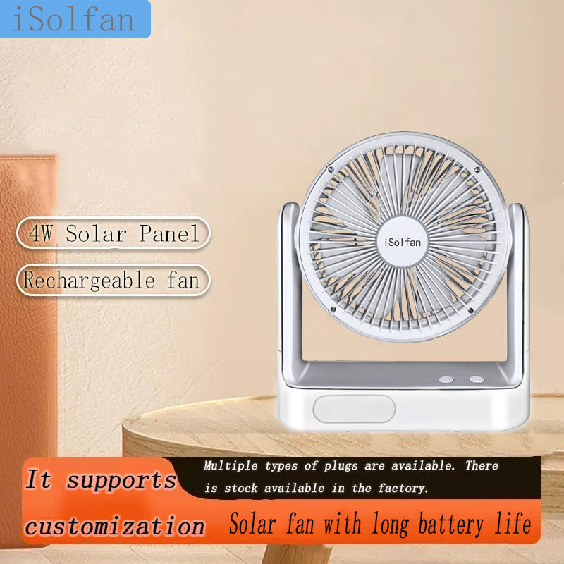 Ladies portable solar fan with integrated rechargeable battery Kalsten