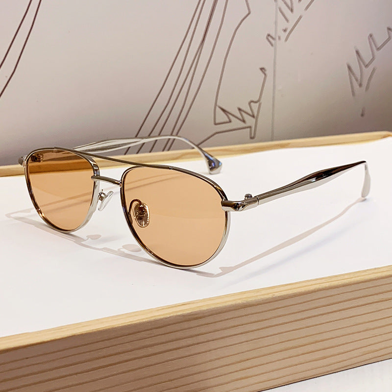 Ladies fashionable pilot sunglasses with elegant gold frame Kalsten