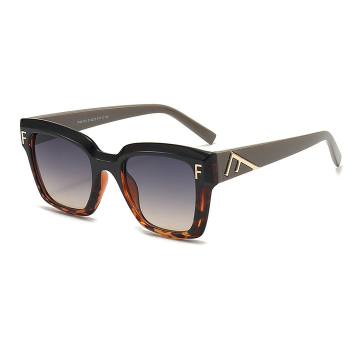 Ladies fashionable square sunglasses with gold details Kalsten