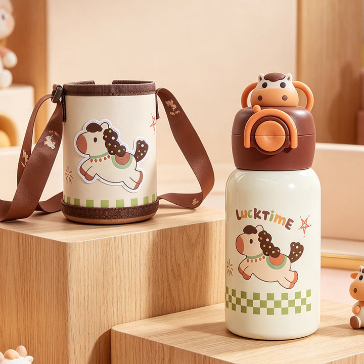 Women's insulated drinking bottle with cute dog design and practical carrying strap Kalsten