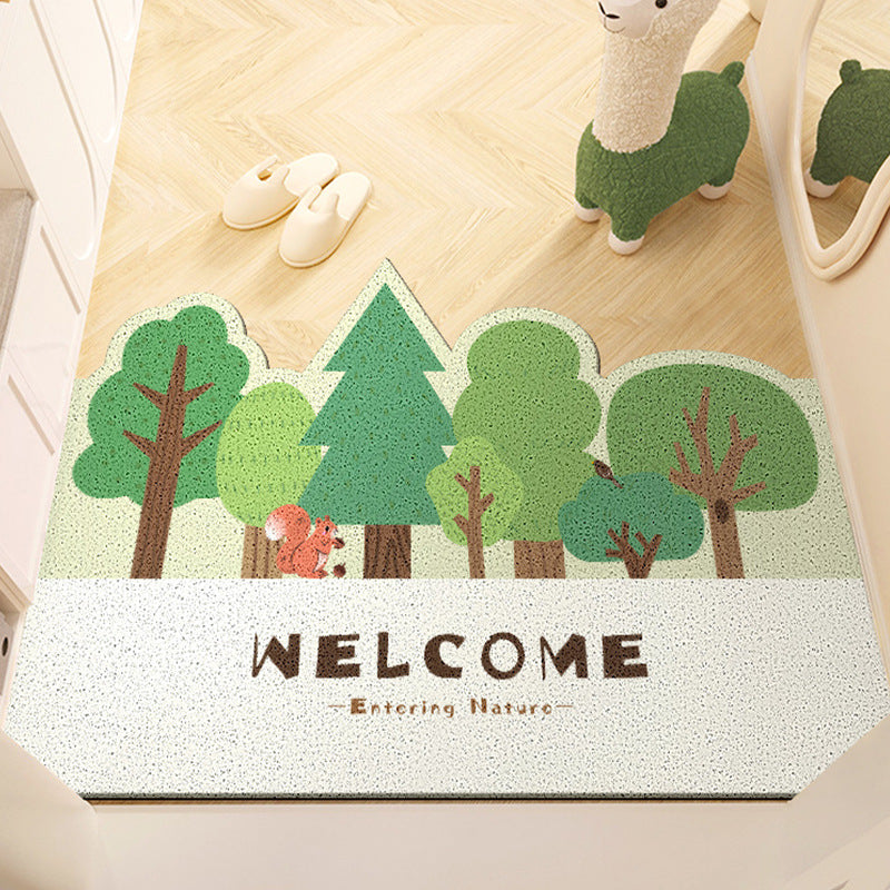 Playful Forest-Themed Welcome Mat
