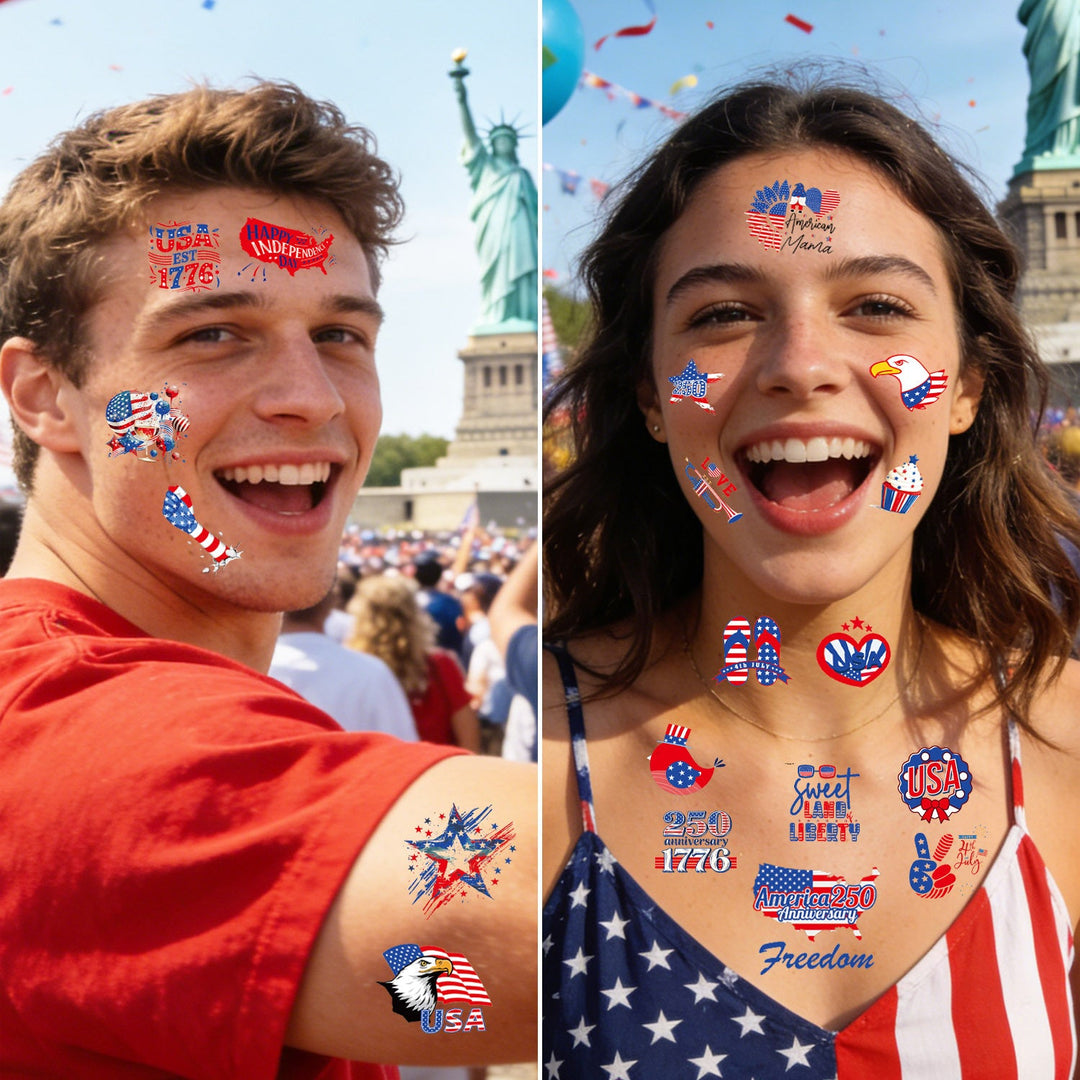 Unisex nan patriotic Party Sticker Collection with USA motifs on matte vinyl Kalsten