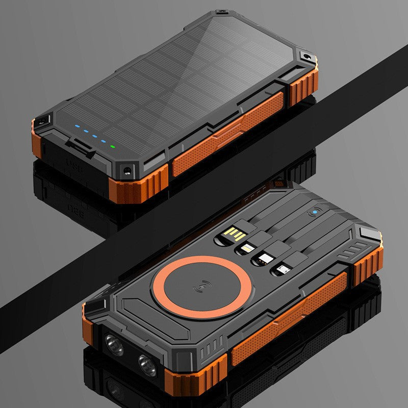 Robust Solar Power Bank with Multifunctional Charging Cable and Integrated Qi Charger Kalsten