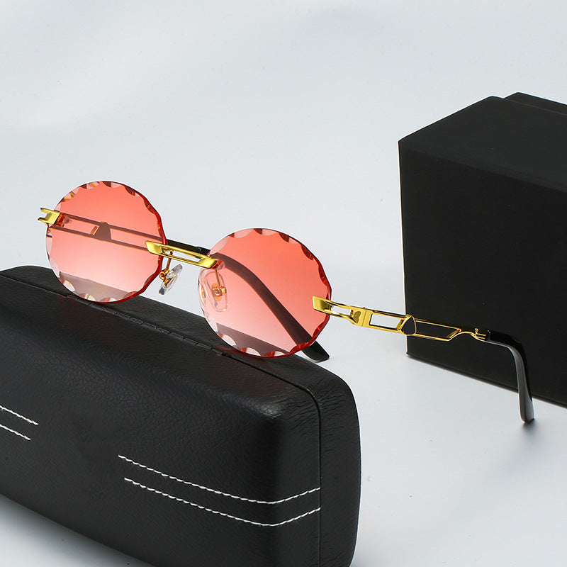 Ladies round sunglasses with unique wave design and high-quality metal frame Kalsten