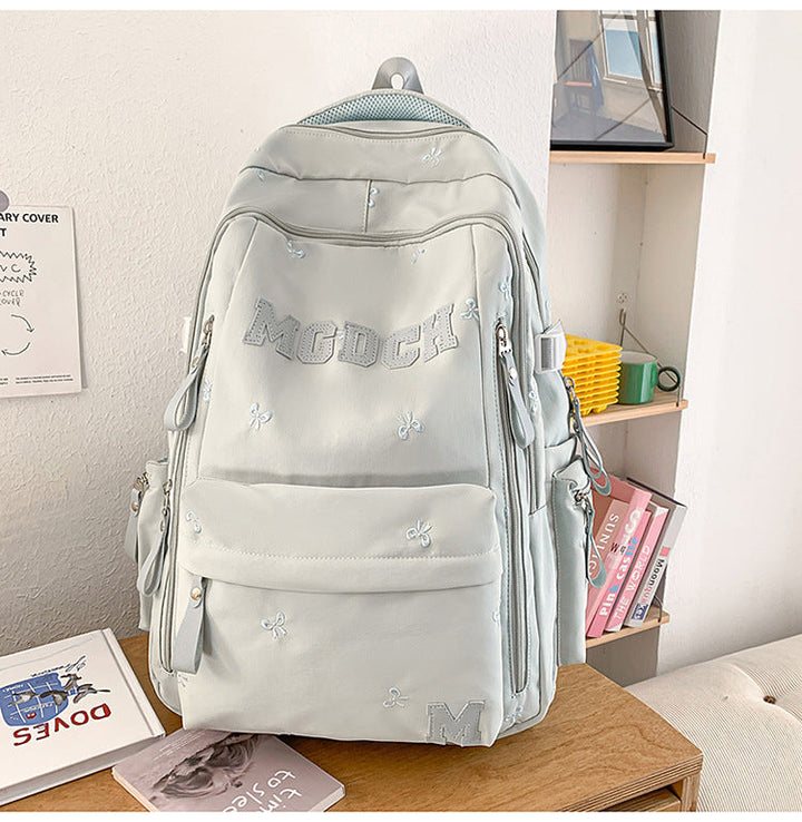 Embroidered Travel School Backpack