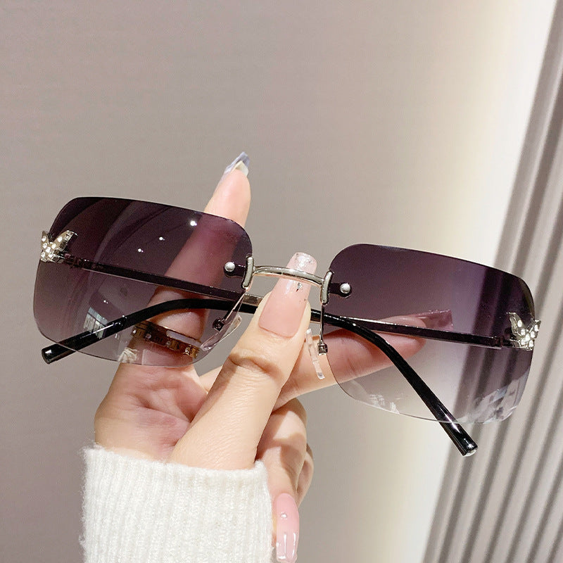 Women elegant oversized sunglasses with woven golden frame Kalsten