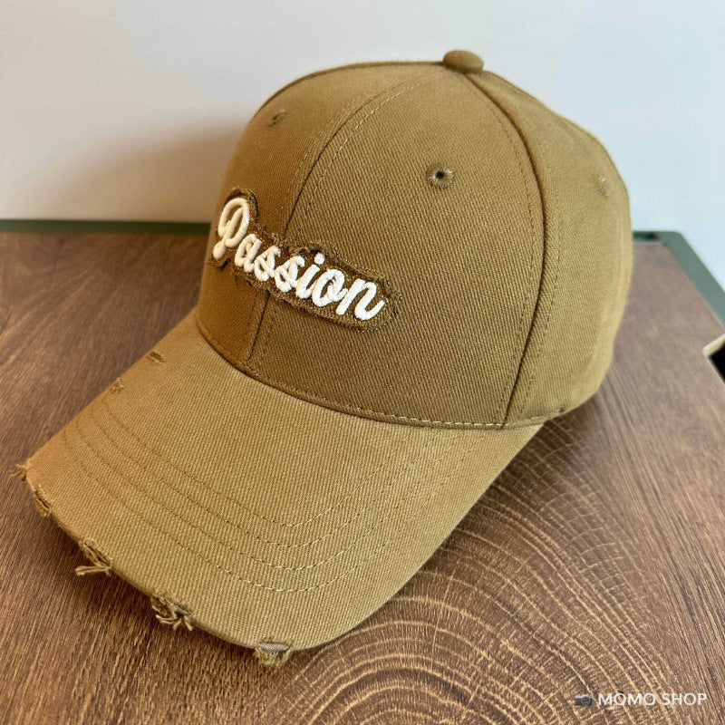 Women's Distressed Cotton Baseball Cap with Embroidered Quote Kalsten