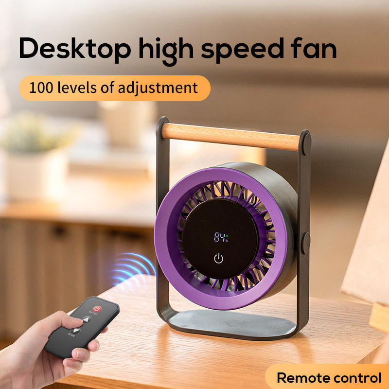 Unisex nano portable battery table fan with digital LED display and wood handle Kalsten