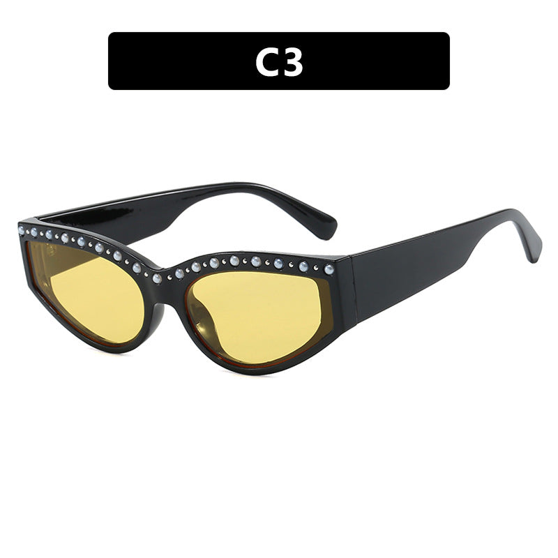 Women's Cat-Eye Sunglasses with Sparkling Rhinestone Accents and Animal Pattern Kalsten