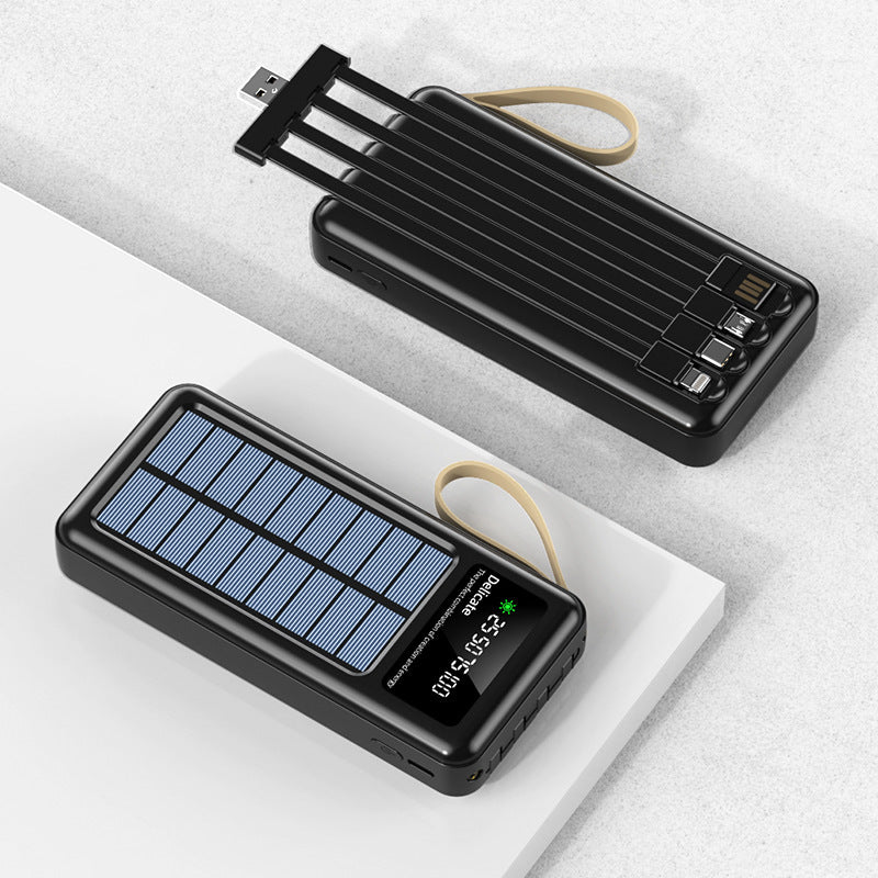 Portable solar power bank with integrated multifunction charging cable and digital display Kalsten