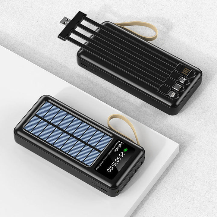 Portable solar power bank with integrated multifunction charging cable and digital display Kalsten