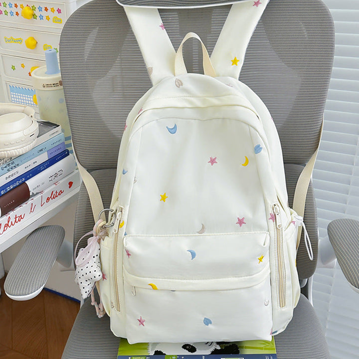 Embroidered Star and Moon Pattern Backpack