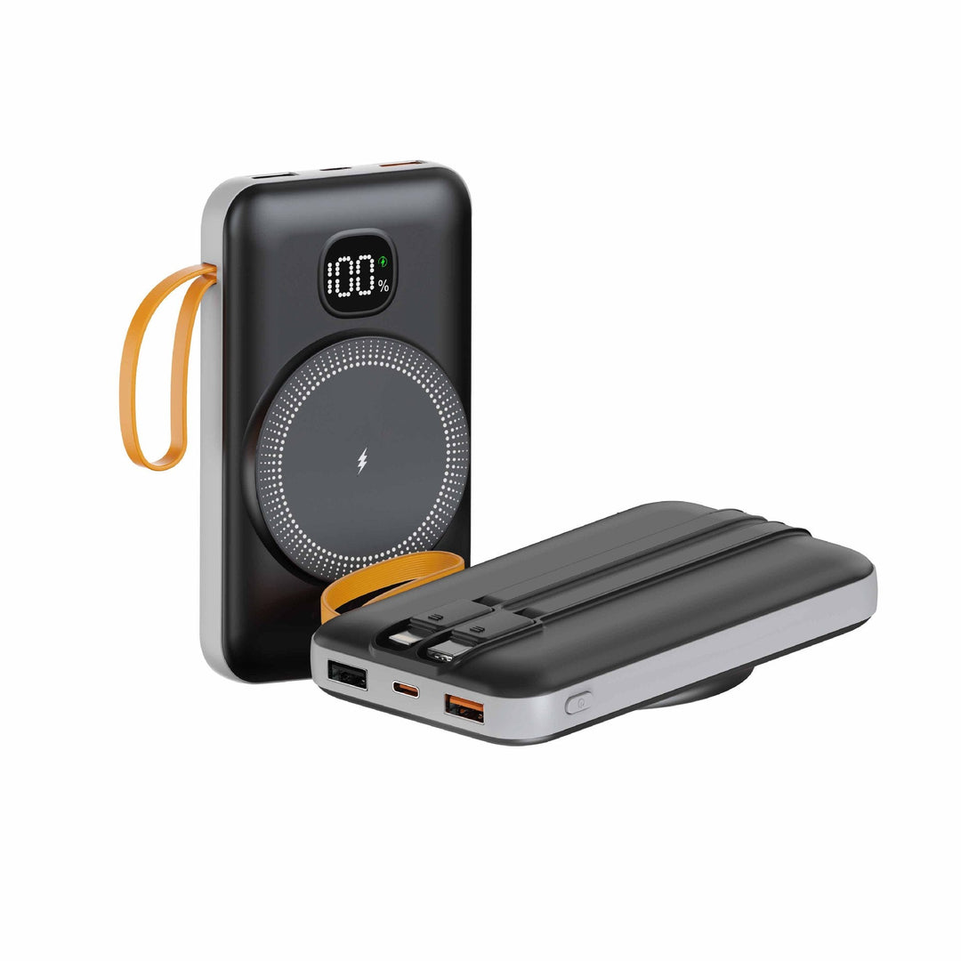 Portable power bank with integrated inductive fast charging function and LED charging status indicator Kalsten
