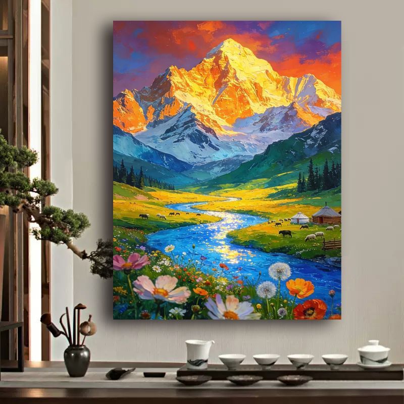 Vibrant Mountain Landscape Canvas Art Kalsten