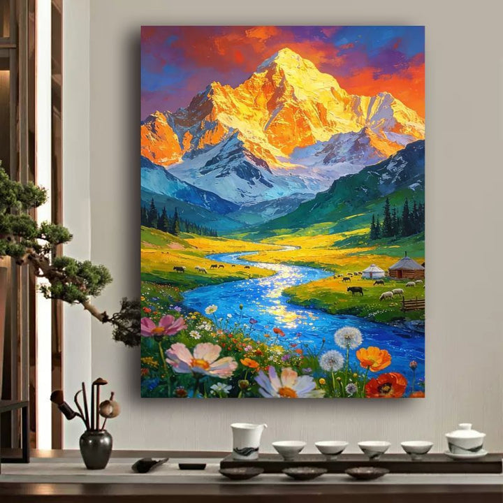 Vibrant Mountain Landscape Canvas Art Kalsten