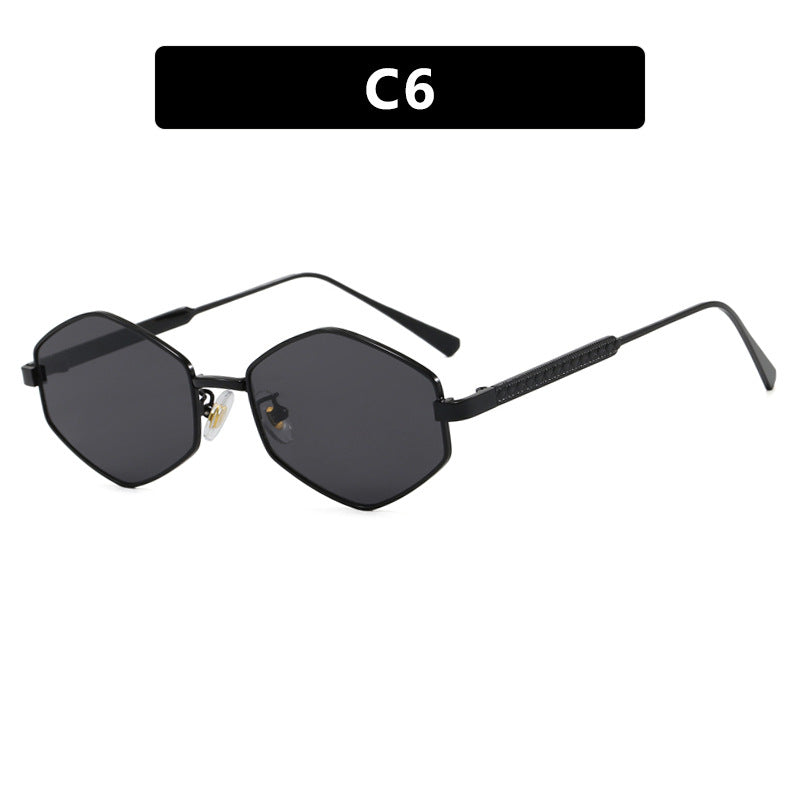 Women's hexagonal sunglasses with elegant metal accents and UV protection Kalsten