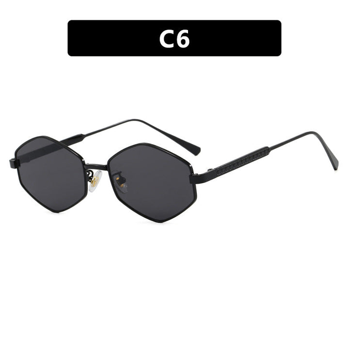 Women's hexagonal sunglasses with elegant metal accents and UV protection Kalsten