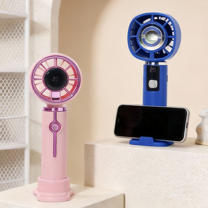 Women's Portable Hand Fan with LCD Temperature Display and USB Charging Function Kalsten