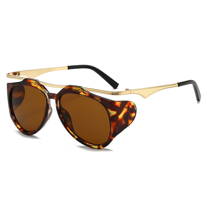 Ladies Fashion Sport Sunglasses with Oversized Frame and Golden Accents Kalsten