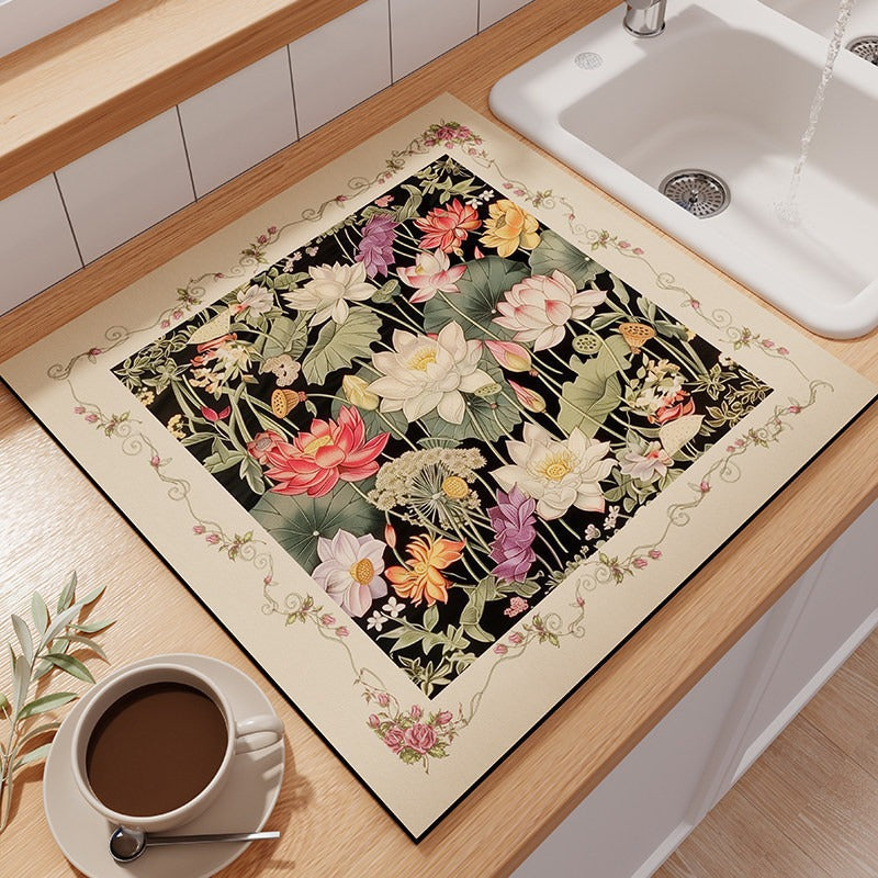 Floral-Themed Kitchen Counter Mat Acalora