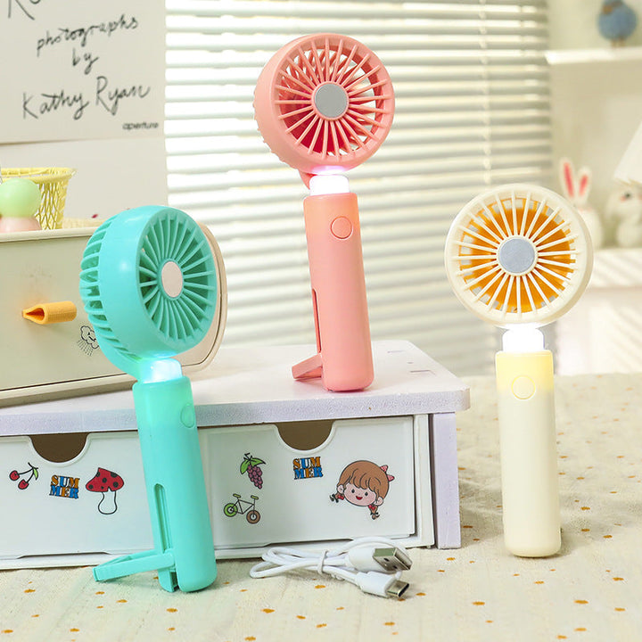Women's Portable Hand Fan with LED Lighting and Ergonomic Handle Kalsten