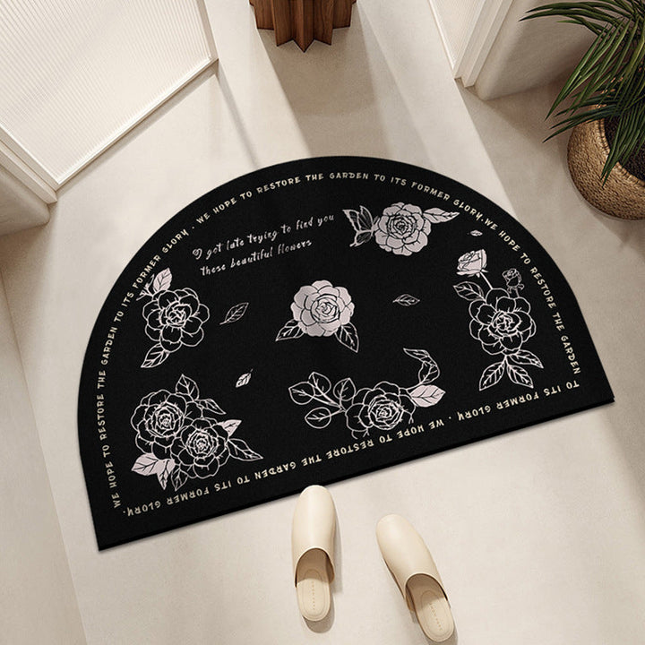Ornate Half-Round Bath Mat
