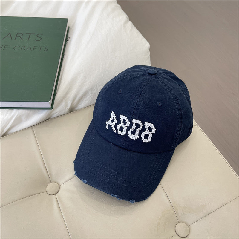 Women's Distressed Cotton Baseball Cap with Graphic Detailing Kalsten