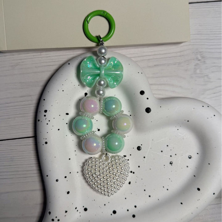 Decorative Bow and Bead Charm Keychain kalsten