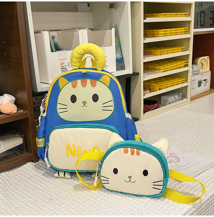 Cute Cat-Themed School Backpack Set